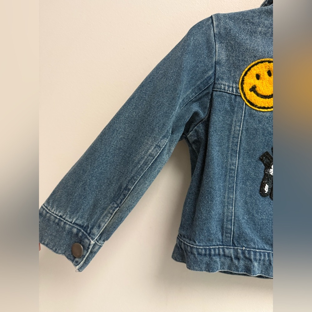 Miki Miette Kids Denim Jacket with Patches - Size 3T - Picture 3 of 7